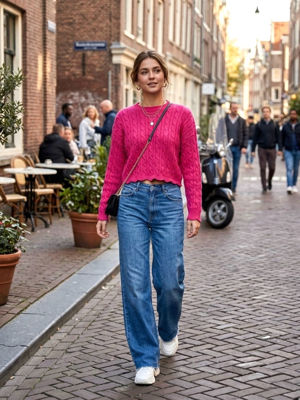 Calvin Klein Jeans Cable Knit Sweater in Pink Size Medium